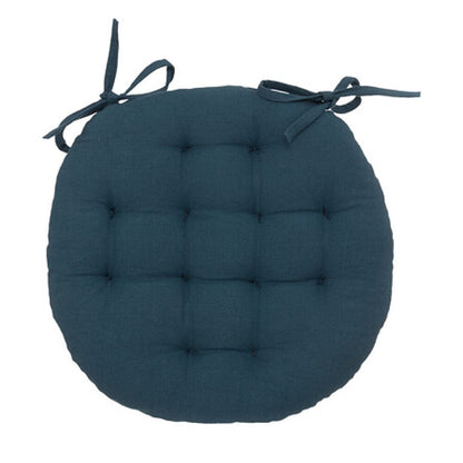 Alpha55 Bleu Canard Galette de chaise ronde en coton