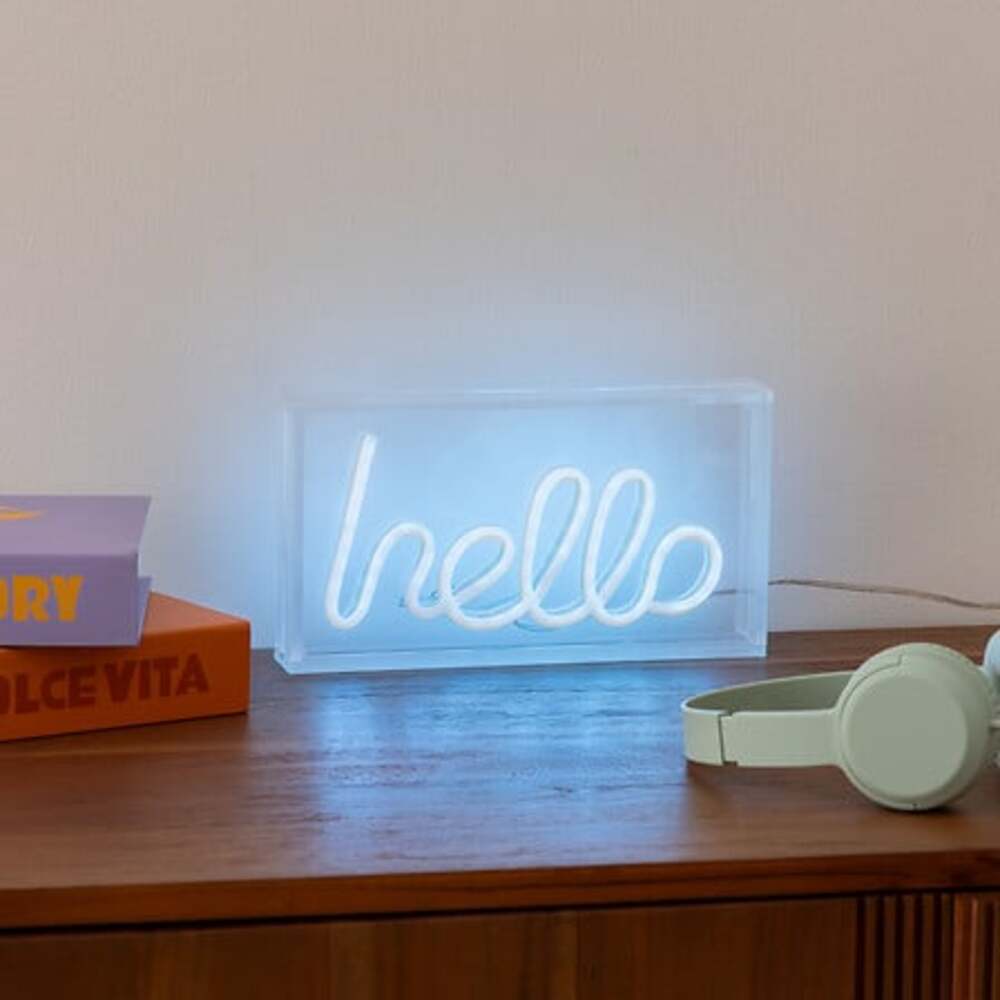 alpha55 Bleu Lampe néon à poser Led "Hello"