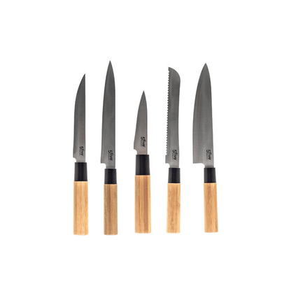 Alpha55 Bloc 5 couteaux Blackbamboo métal et bambou