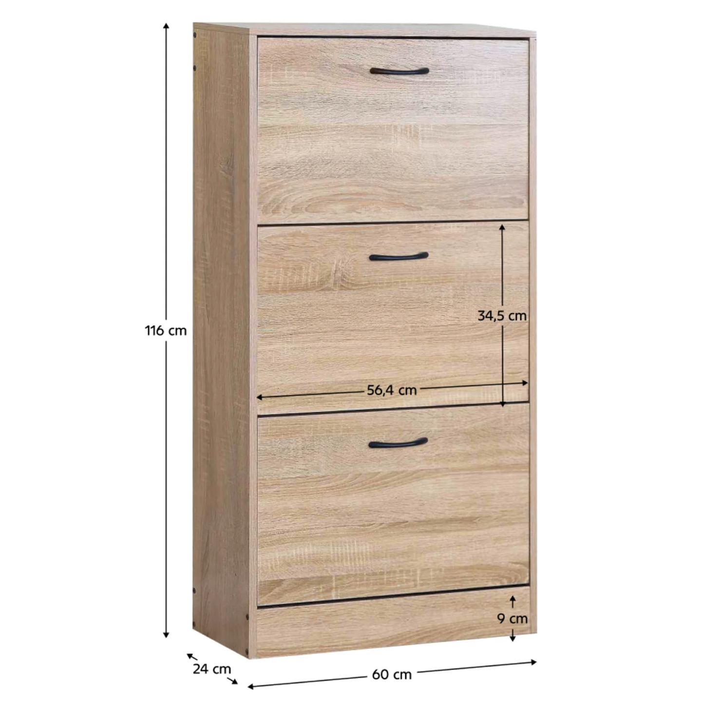 alpha55 Bois Clair Range-chaussures 3 tiroirs