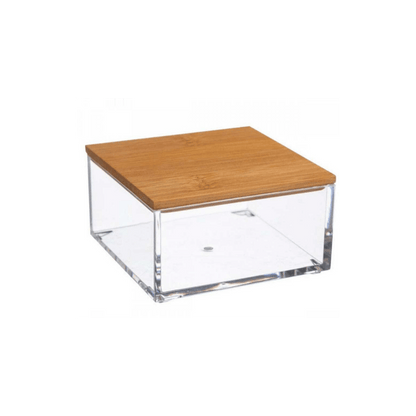 Alpha55 Boite de rangement carré avec couvercle en bambou