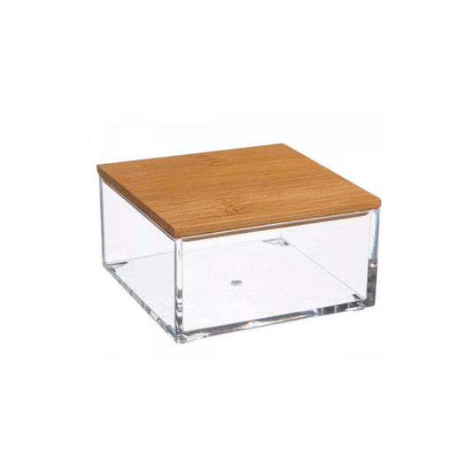 Alpha55 Boite de rangement carré avec couvercle en bambou