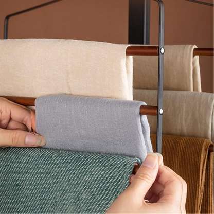 Alpha55 Cintre en métal & bois pour 3 pantalons – Gain de place