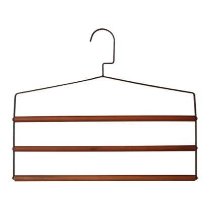 Alpha55 Cintre en métal & bois pour 3 pantalons – Gain de place
