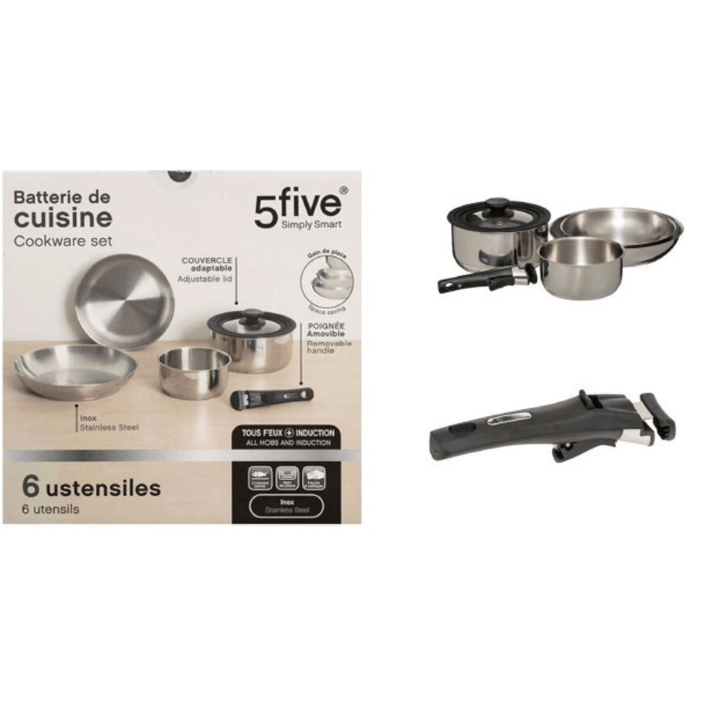 Alpha55 CUISINE,MATERIEL DE CUISINE,ACCESSOIRE DE CUISINE Batterie de cuisine 6 pièces en inox résistante
