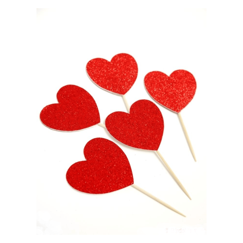 Alpha55 Déco gâteau cœurs rouges – Set de 5 pièces