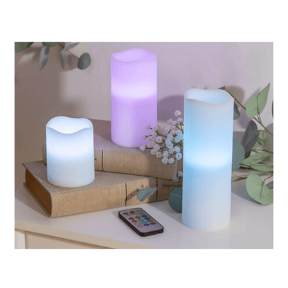 Alpha55 DECORATION,BOUGIE ET SENTEUR,BOUGIE ET CHAUFFE PLAT Coffret 3 bougies LED avec télécommande
