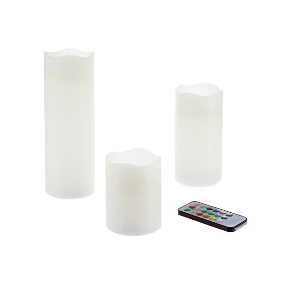 Alpha55 DECORATION,BOUGIE ET SENTEUR,BOUGIE ET CHAUFFE PLAT Coffret 3 bougies LED avec télécommande