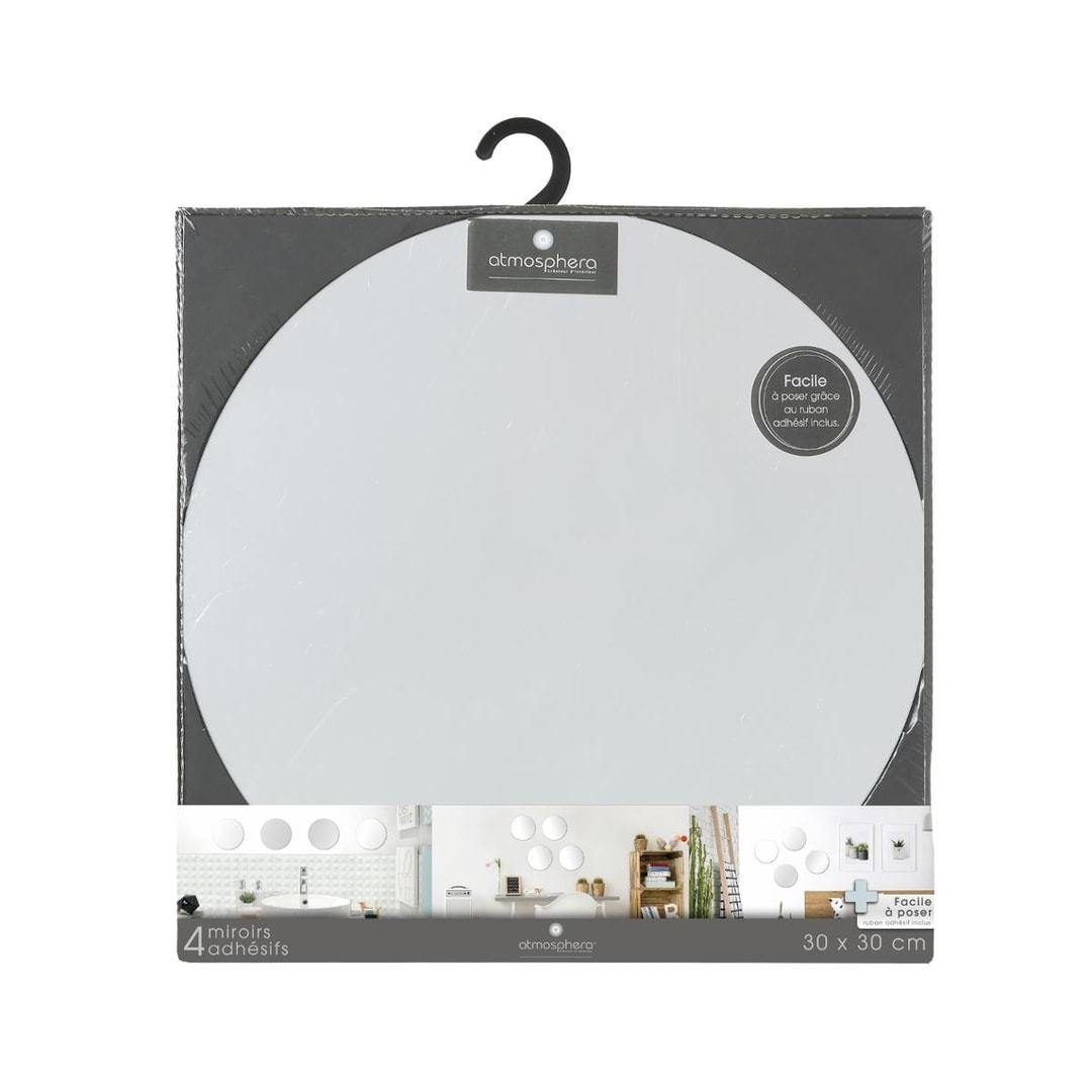 Alpha55 DECORATION,DECORATION MURALE,MIROIR 4 mirroirs  rond adhésifs