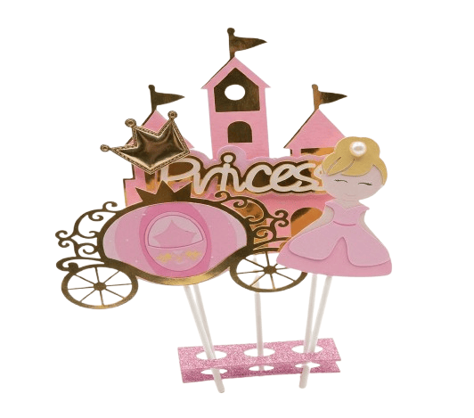 Alpha55 Décoration gâteau 4 pièces princesse rose