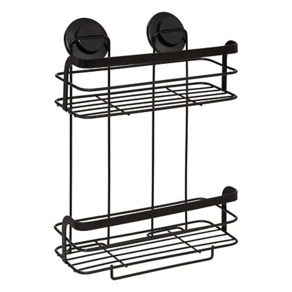 Alpha55 Étagère Venterra 2 niveaux à ventouses en métal noir