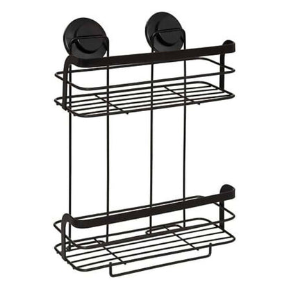 Alpha55 Étagère Venterra 2 niveaux à ventouses en métal noir