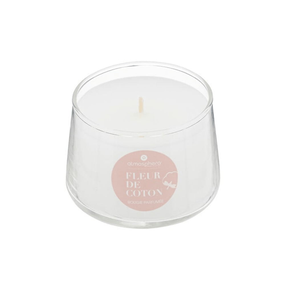 Alpha55 Fleur de coton Bougie parfumée en pot en verre – Ambiance raffinée