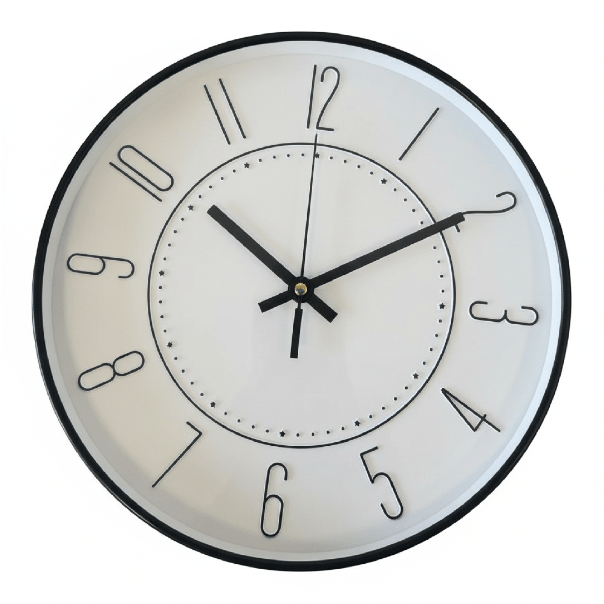 Alpha55 Horloge 3465B noire fond blanc chiffres fins