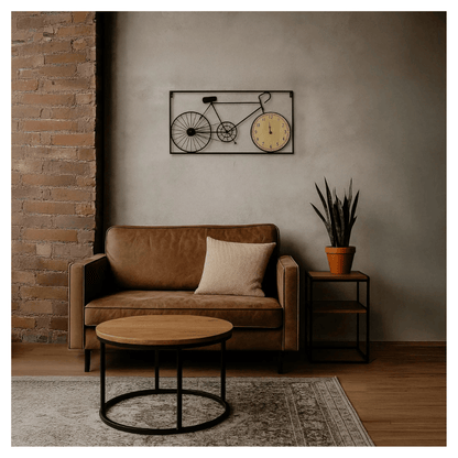 Alpha55 Horloge Murale Vélo en métal Cadran MDF Noir