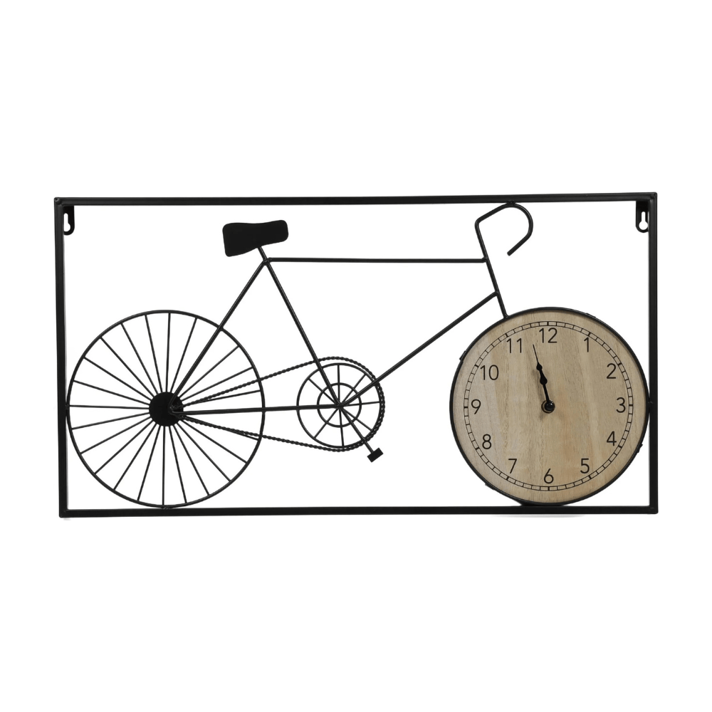 Alpha55 Horloge Murale Vélo en métal Cadran MDF Noir