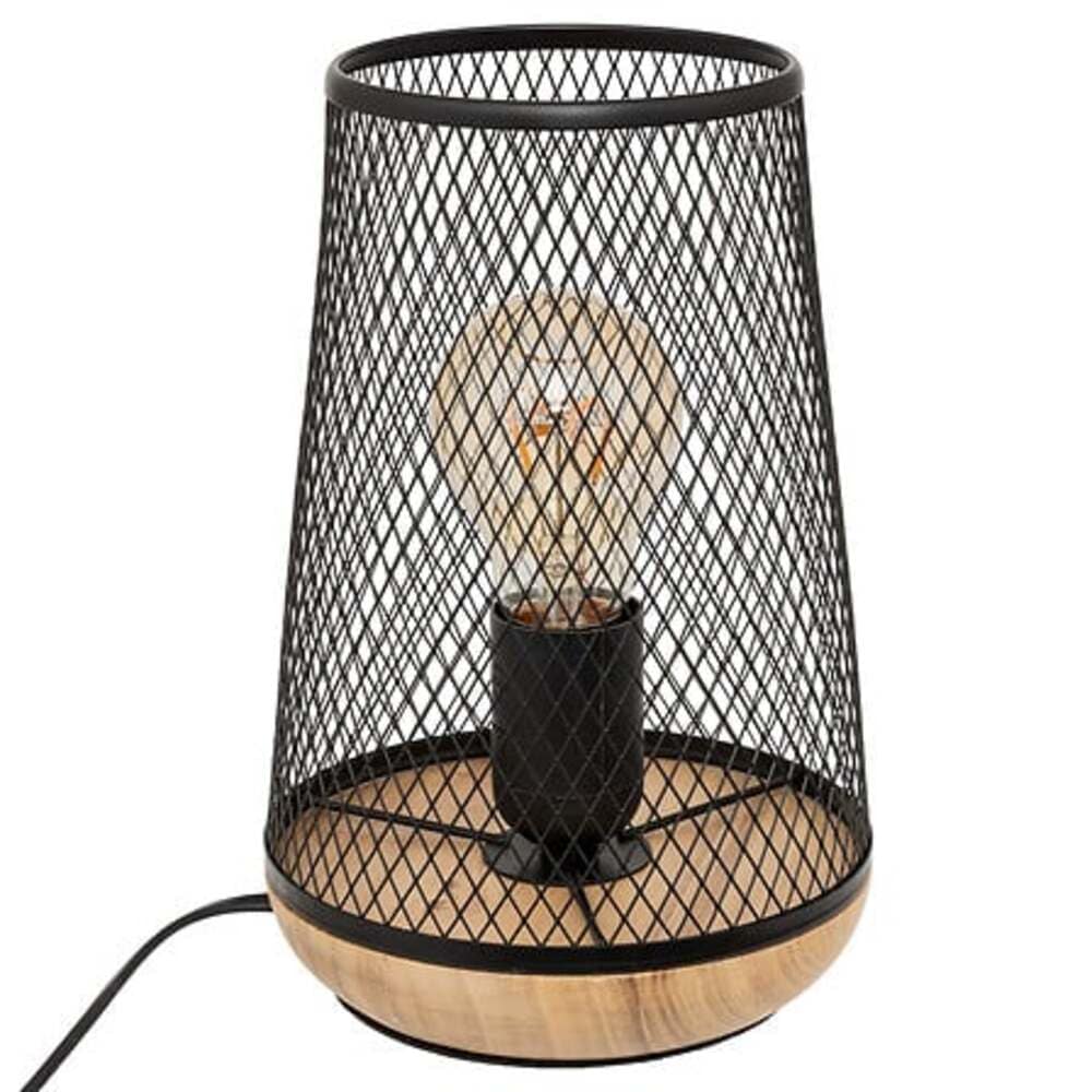 alpha55 Lampe à poser grillage en métal et bois