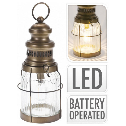 alpha55 Lanterne LED en verre et métal décorative