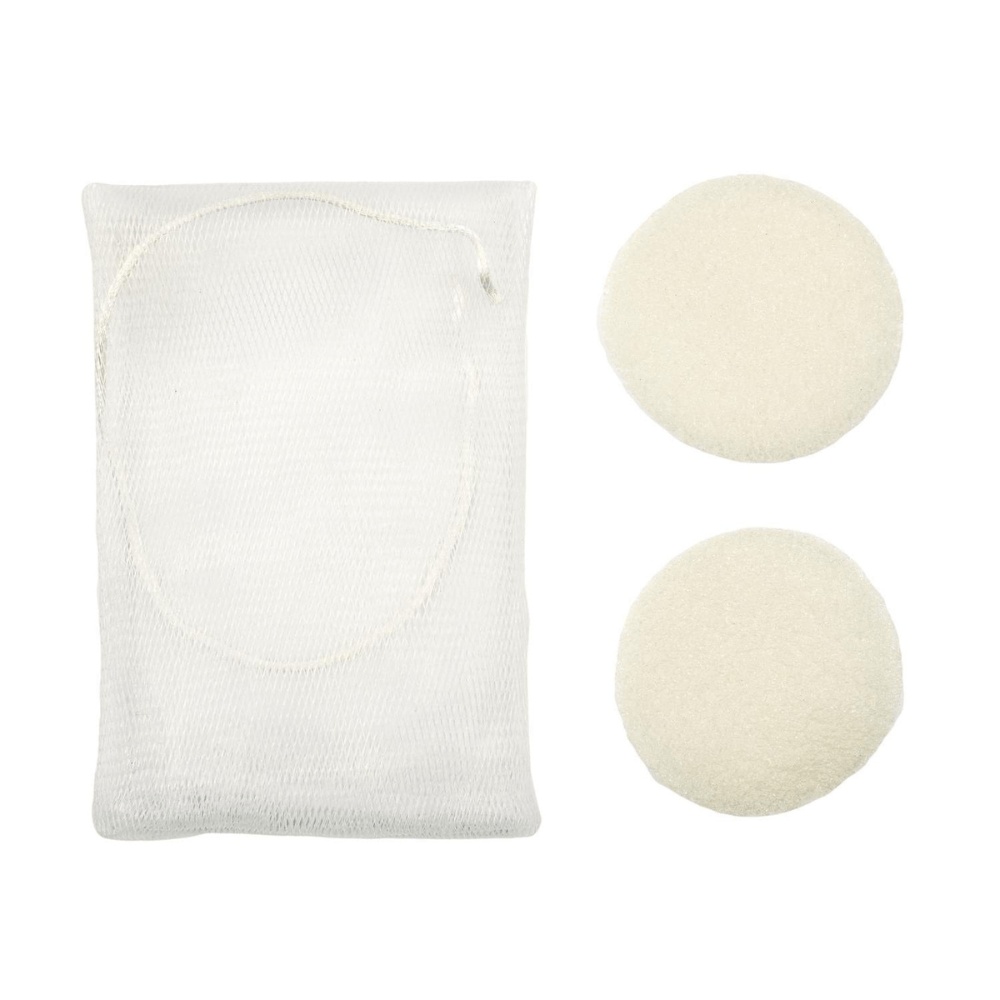 Alpha55 Lot de 2 Disques Konjac avec Filet – Nettoyage Doux du Visage