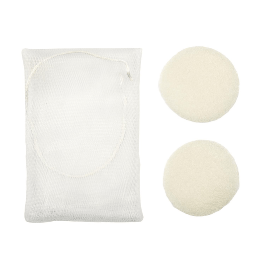 Alpha55 Lot de 2 Disques Konjac avec Filet – Nettoyage Doux du Visage
