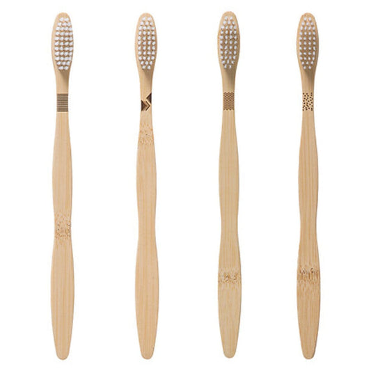 Alpha55 Lot de 4 brosses à dents en bambou