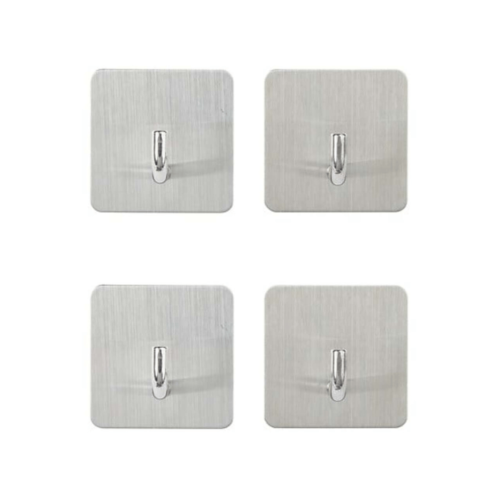 Alpha55 Lot de 4 patères adhésives inox – Simples & solides