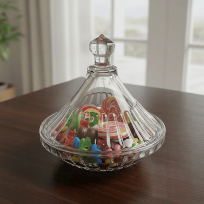 Alpha55 Mini Tajine en Verre Rayé Vertical – Art de la Table Chic