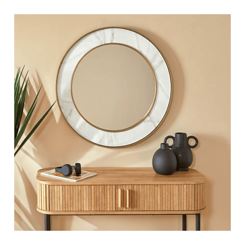Alpha55 Miroir mural rond Alisha blanc élégant