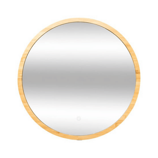 Alpha55 Miroir mural rond LED en bambou