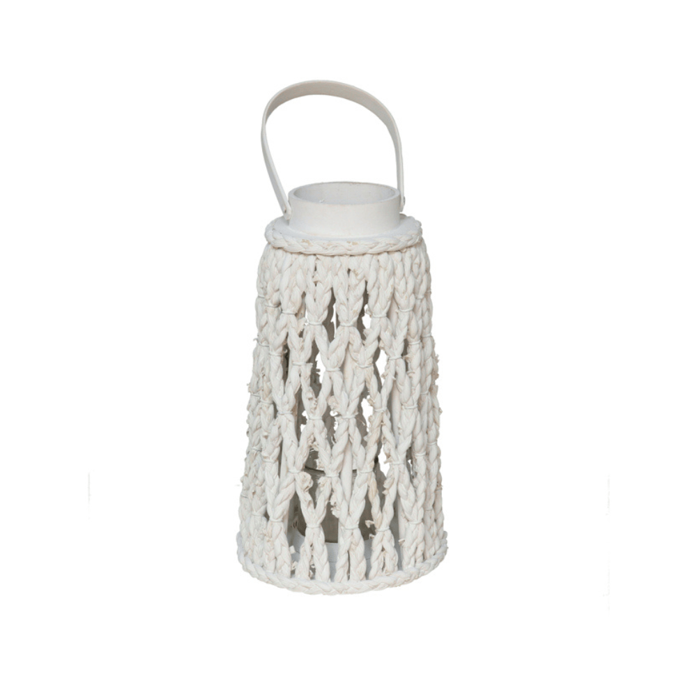 alpha55 Moyenne Lanterne en fibre tressée Dana blanc déco