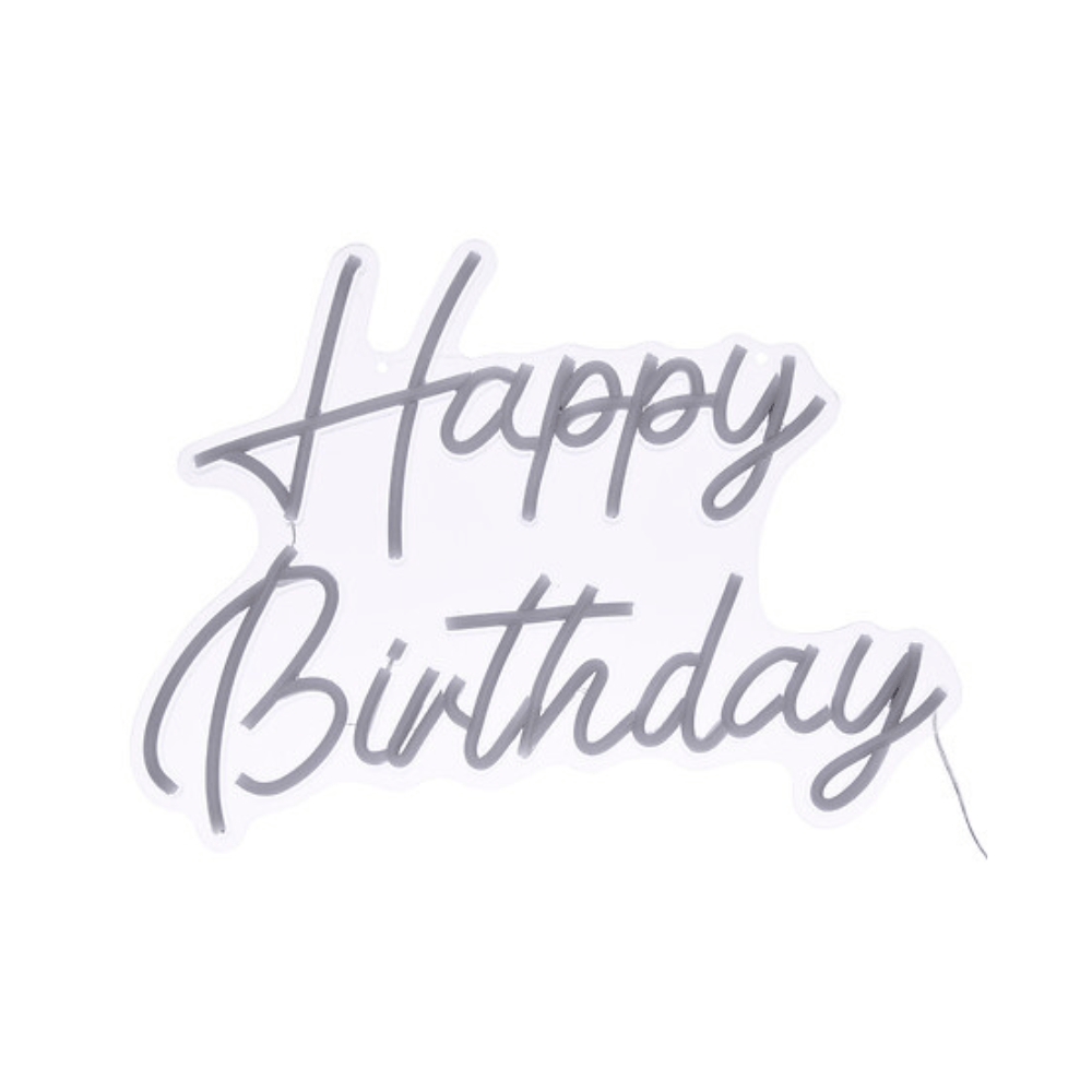 alpha55 Néon LED Mural Happy Birthday Jaune