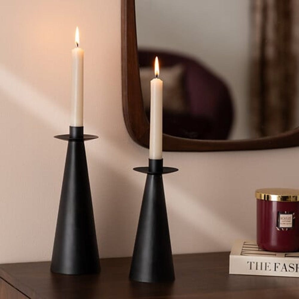 Alpha55 Noir Lot de 2 bougeoirs en métal "Automne"