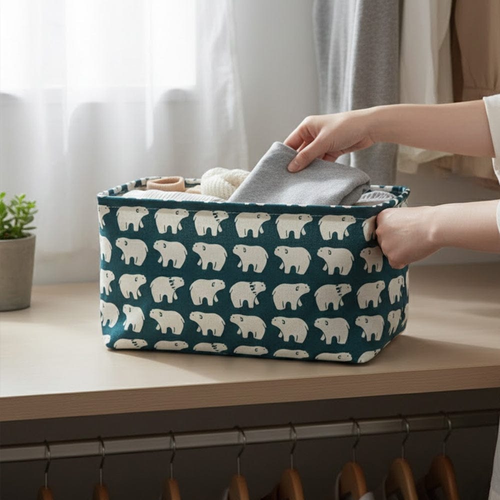 Alpha55 Panier à linge rectangulaire en tissu imprimé – Pratique