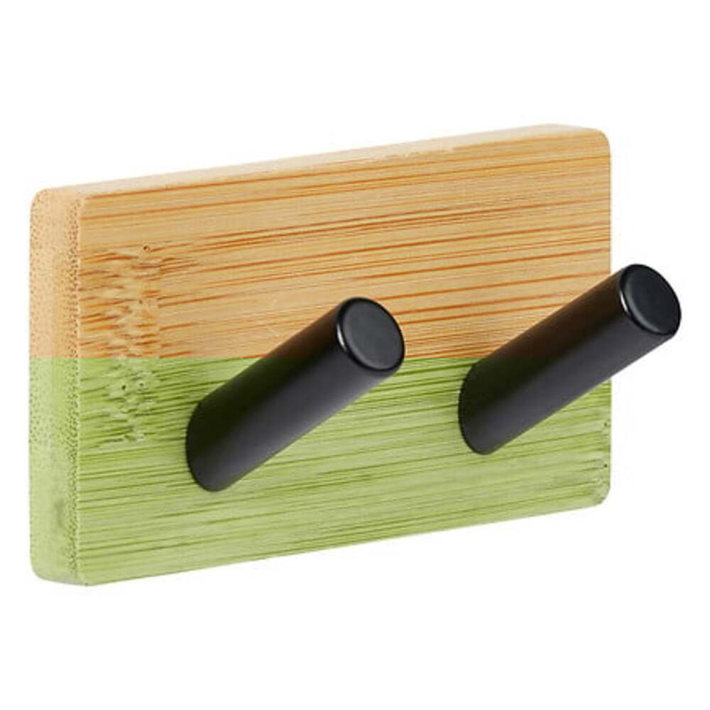 Alpha55 Patère adhésive 2 crochets en bambou