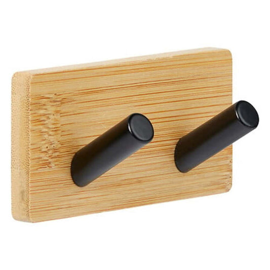 Alpha55 Patère adhésive 2 crochets en bambou