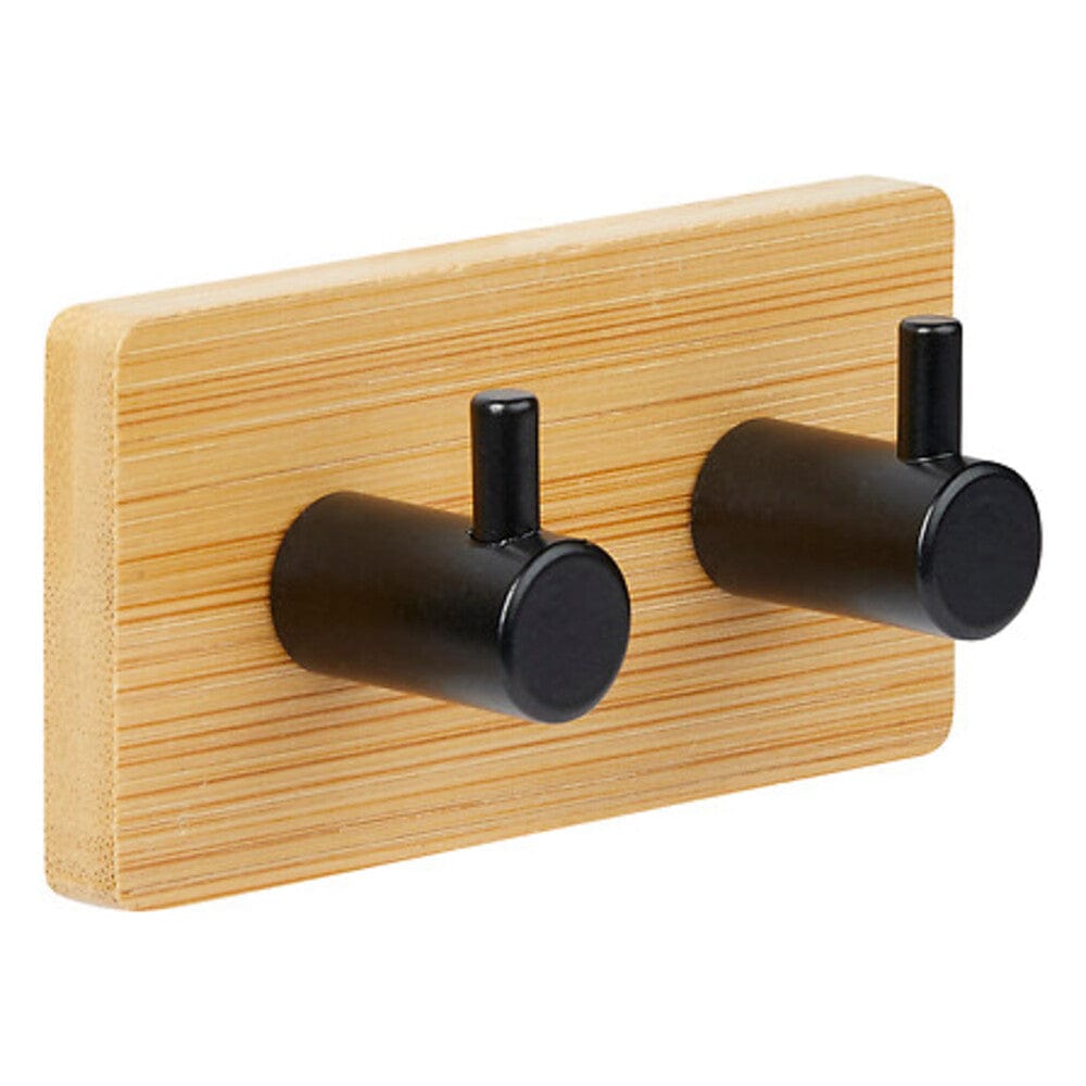 Alpha55 Patère adhésive 2 crochets en bambou