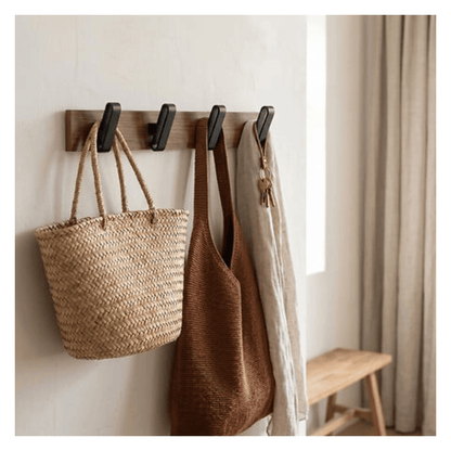 Alpha55 Patère Nocca 4 Têtes 40 cm en Métal & Bois