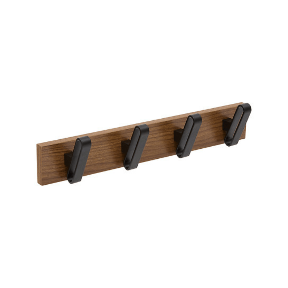 Alpha55 Patère Nocca 4 Têtes 40 cm en Métal & Bois