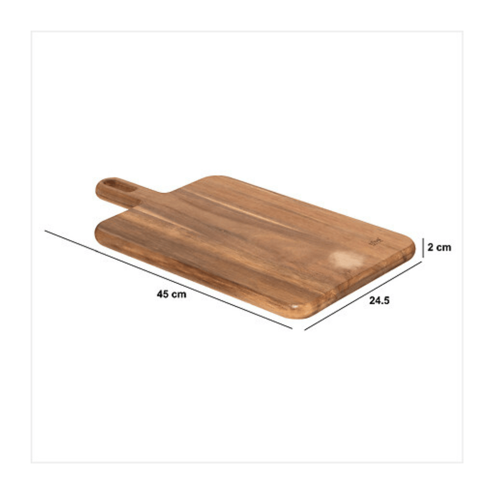 Alpha55 Planche à découper en acacia naturel avec poignée 45 × 24,5 cm