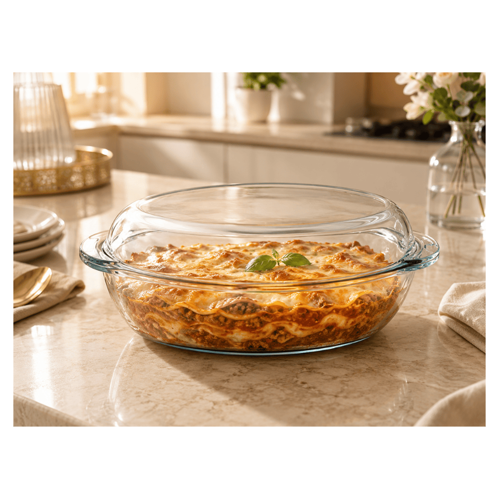 Alpha55 Plat Ovale Long avec Couvercle en Verre Transparent