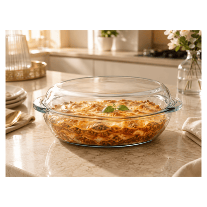 Alpha55 Plat Ovale Long avec Couvercle en Verre Transparent