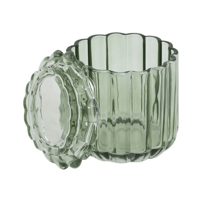 Alpha55 Pot à coton FLOREA vert en verre