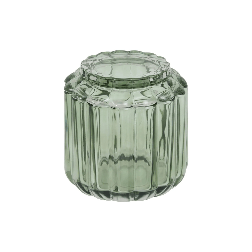 Alpha55 Pot à coton FLOREA vert en verre – Élégant & pratique