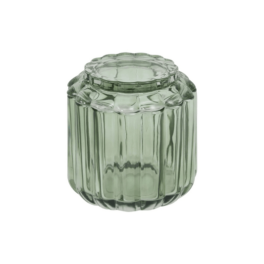 Alpha55 Pot à coton FLOREA vert en verre – Élégant & pratique