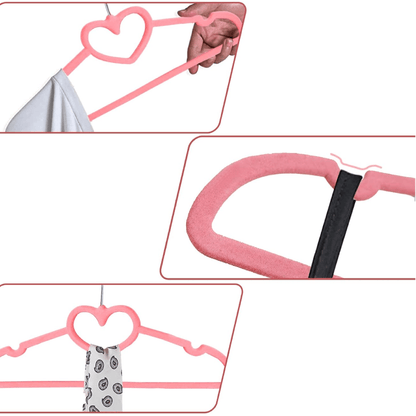 Alpha55 Set de 10 cintres en feutrine rose enfant – Antiglisse