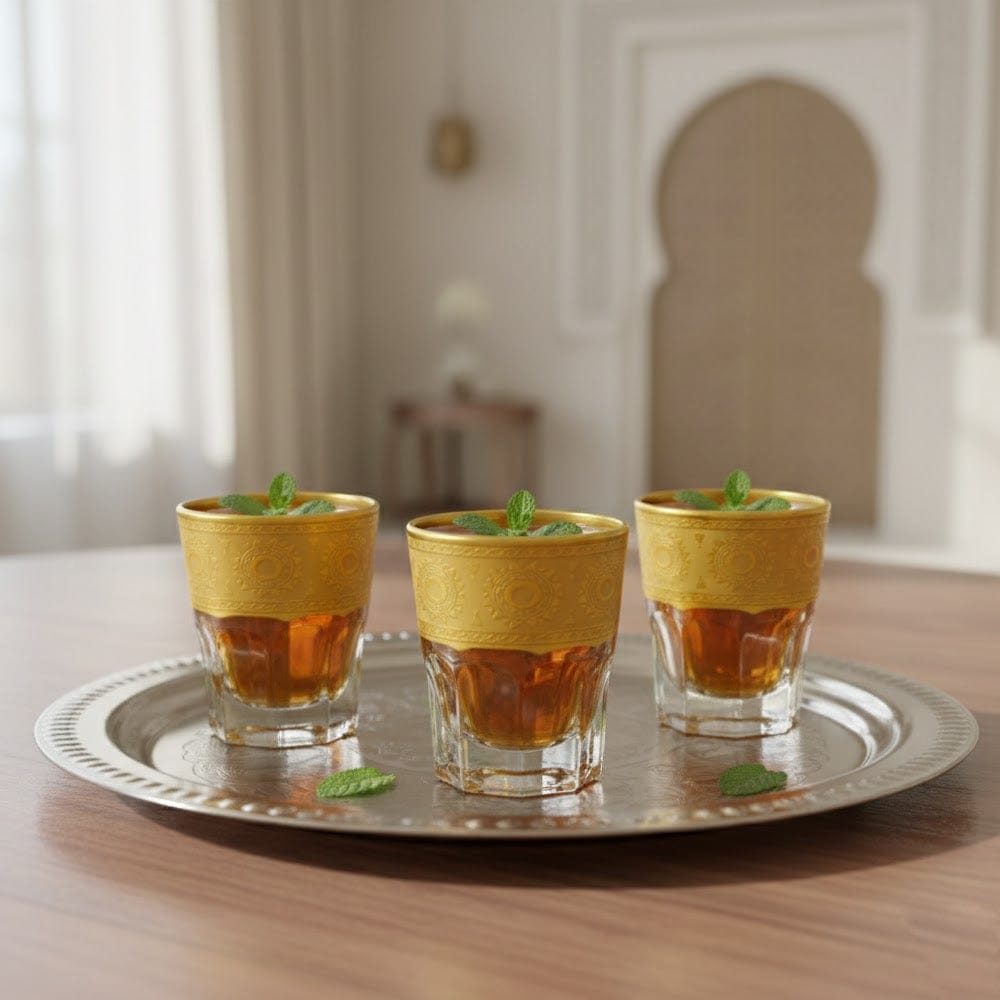 Alpha55 Set de 12 verres à thé 10 cl marquage à chaud doré