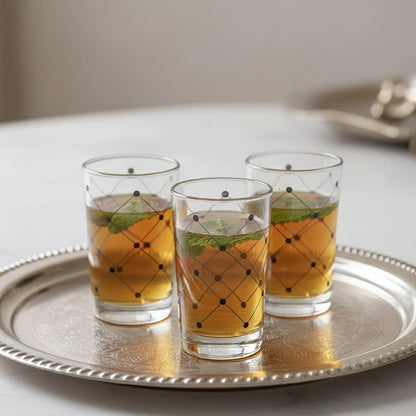 Alpha55 Set de 12 verres à thé 15 cl croisillons argent