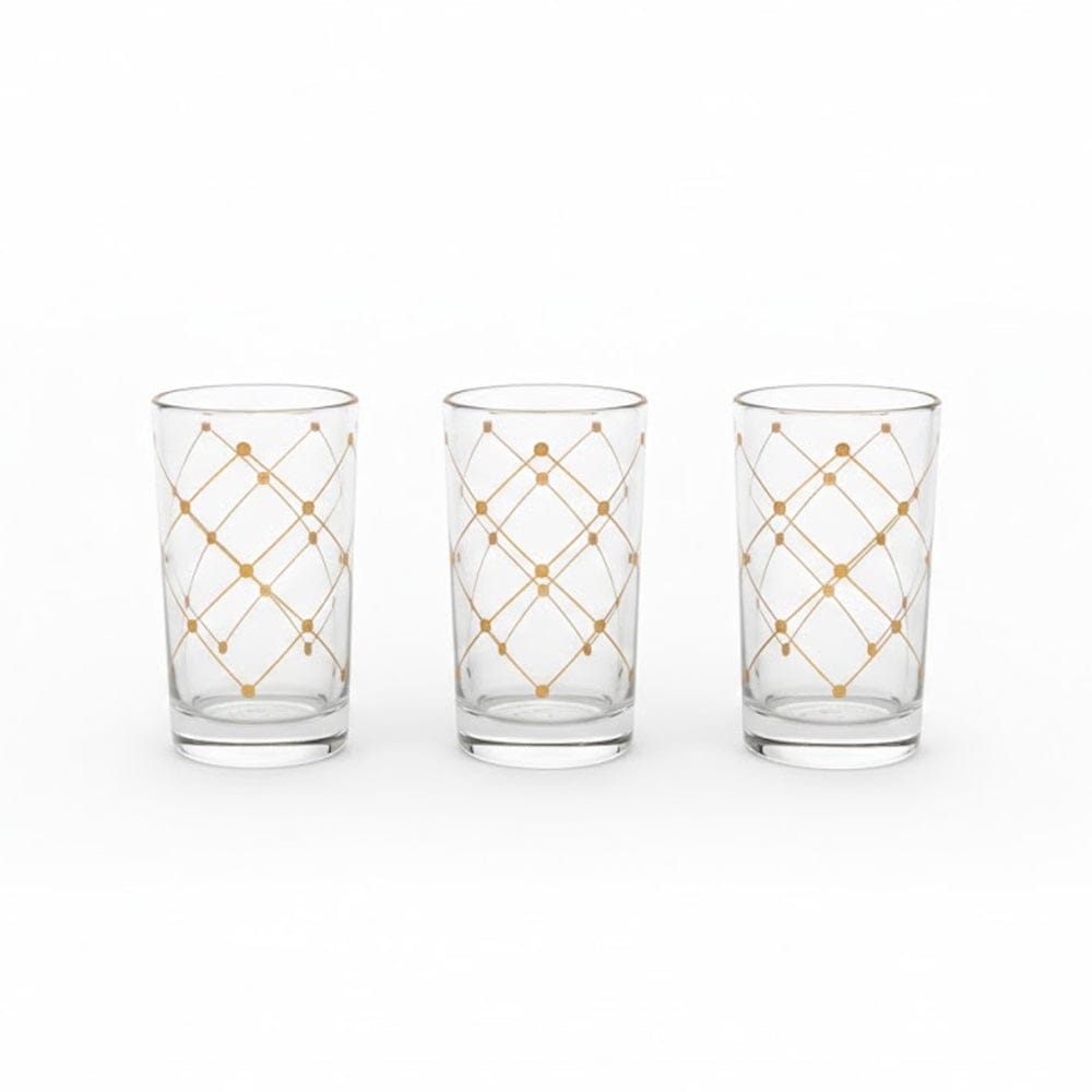 Alpha55 Set de 12 verres à thé 15 cl croisillons doré