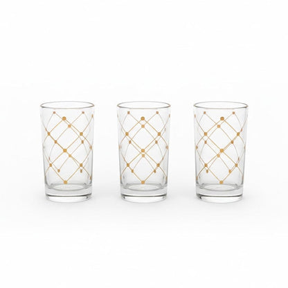 Alpha55 Set de 12 verres à thé 15 cl croisillons doré
