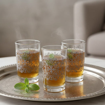 Alpha55 Set de 12 verres à thé 15 cl Oriental argent